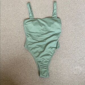 Women’s NWT Free Society Green Square Neck Swimsuit sz 2